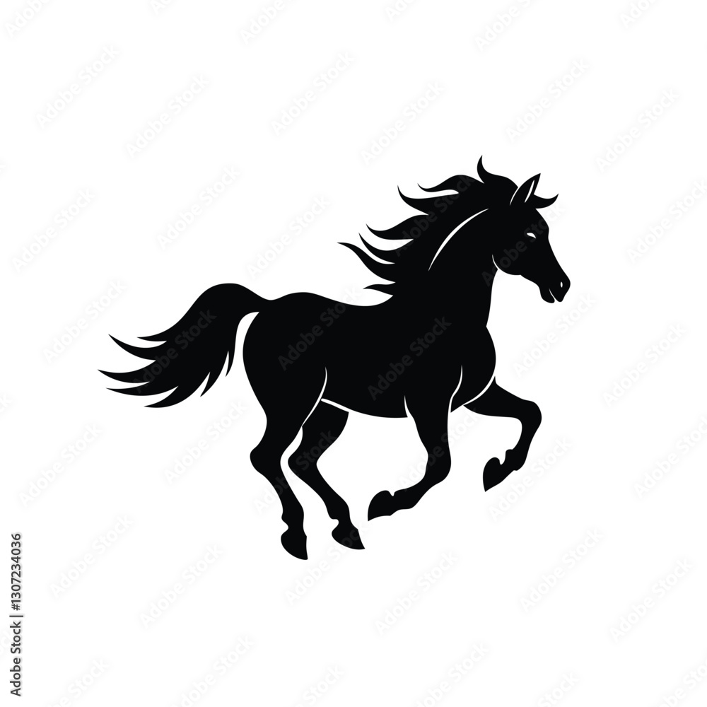 black horse vector illustration silhouette on white background black horse vector illustration silhouette on white background