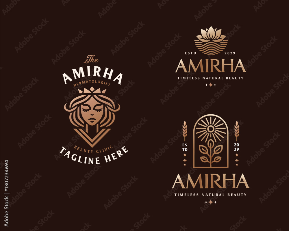 Fototapeta premium Luxury elegant queen crown logo brand for cosmetics, hotel, jewelry business company