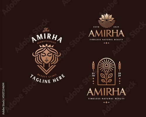 Luxury elegant queen crown logo brand for cosmetics, hotel, jewelry business company