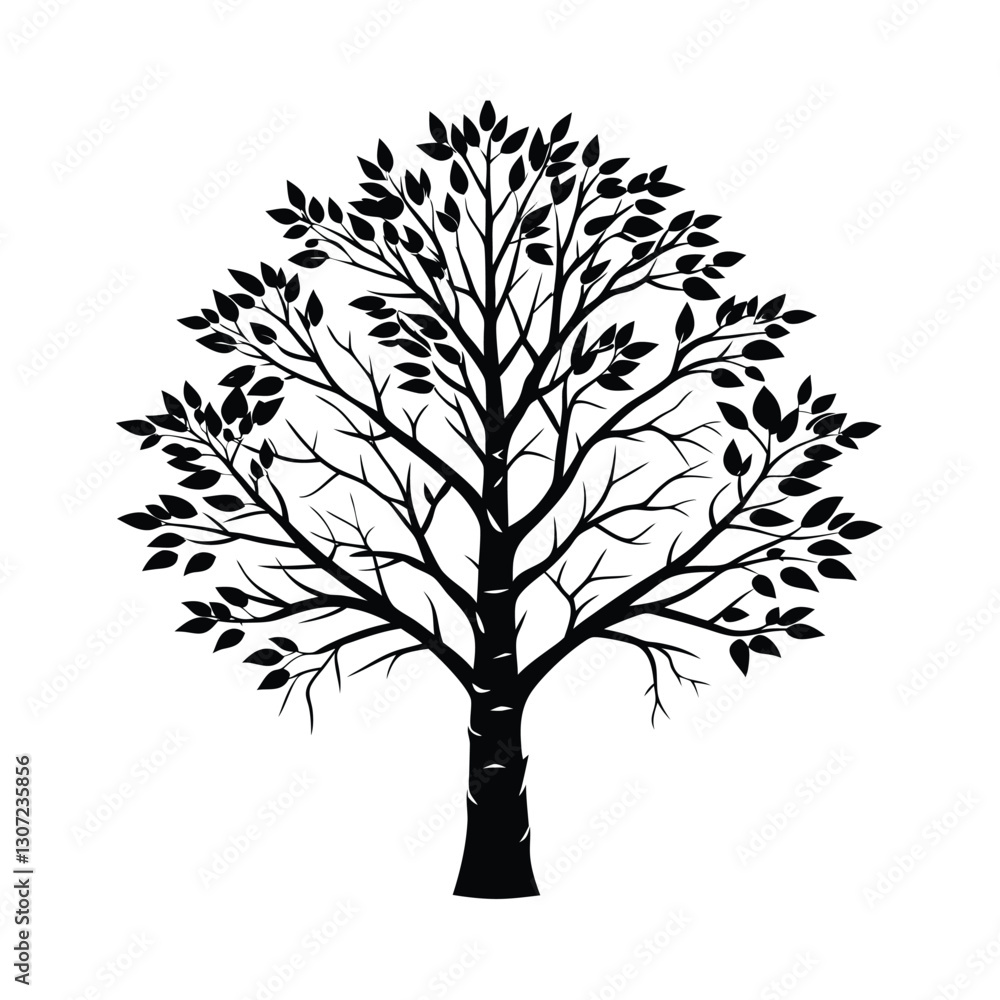 Obraz premium Vector tree silhouette on white background