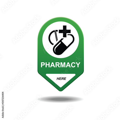 Pharmacy store icon. Pharmacy location pin isolated on background vector illustration.