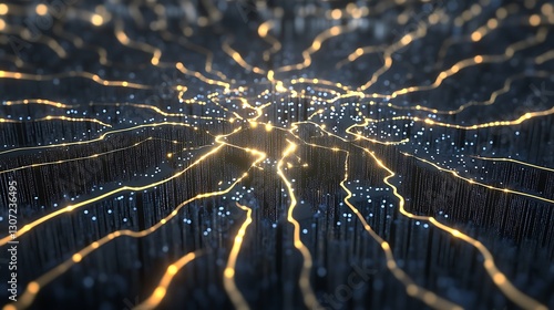 A close up perspective on a circuit board or network