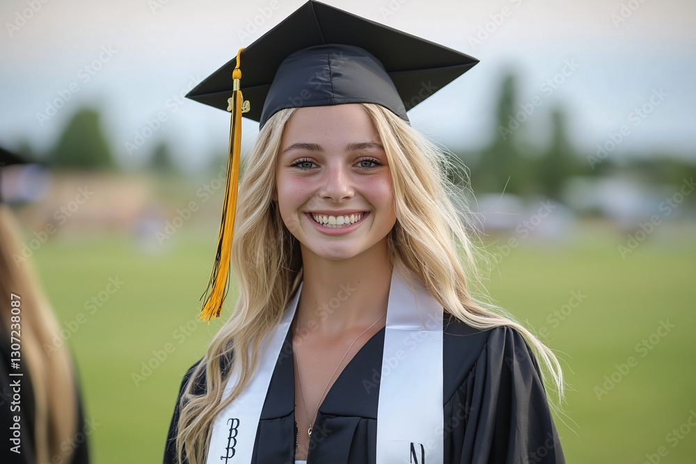 Graduation celebration outdoor field event photography joyful atmosphere portrait view achievement concept