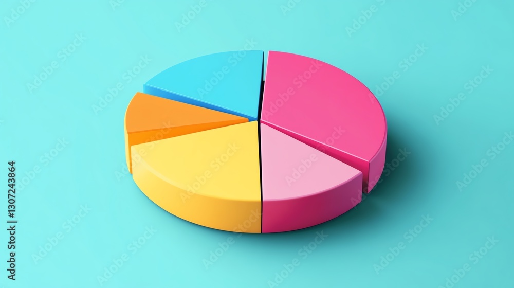 Obraz premium Colorful pie chart on a blue background.