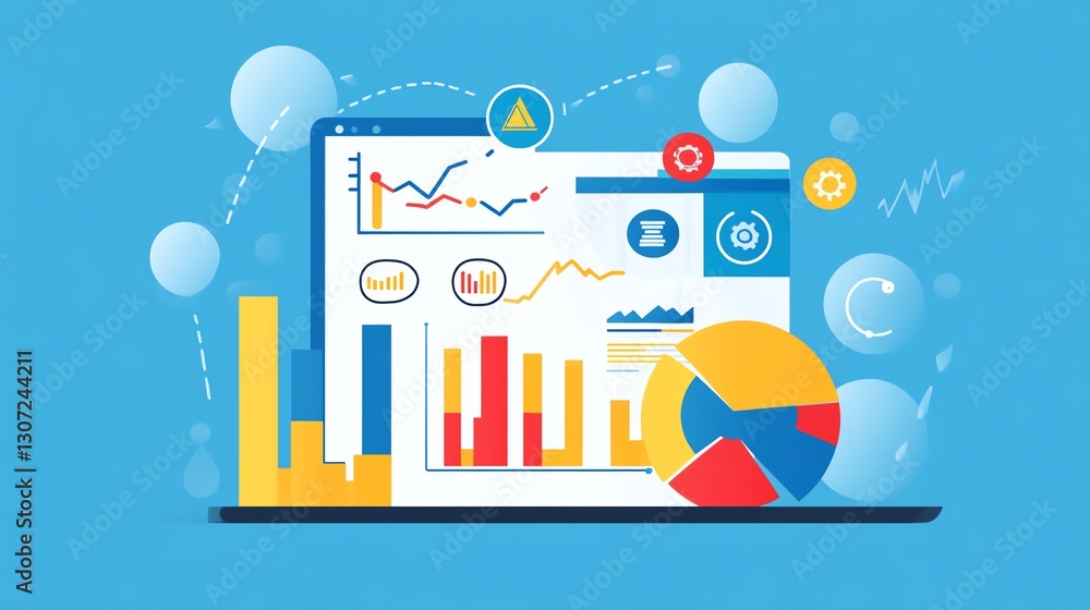 Obraz premium Data analysis with colorful charts and graphs.