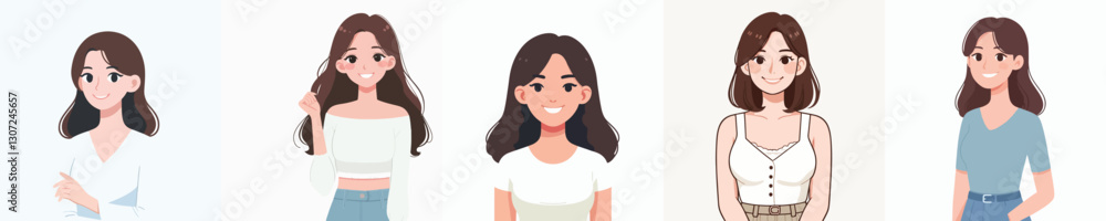 Vector collection of beautiful smiling women Vector collection of beautiful smiling women