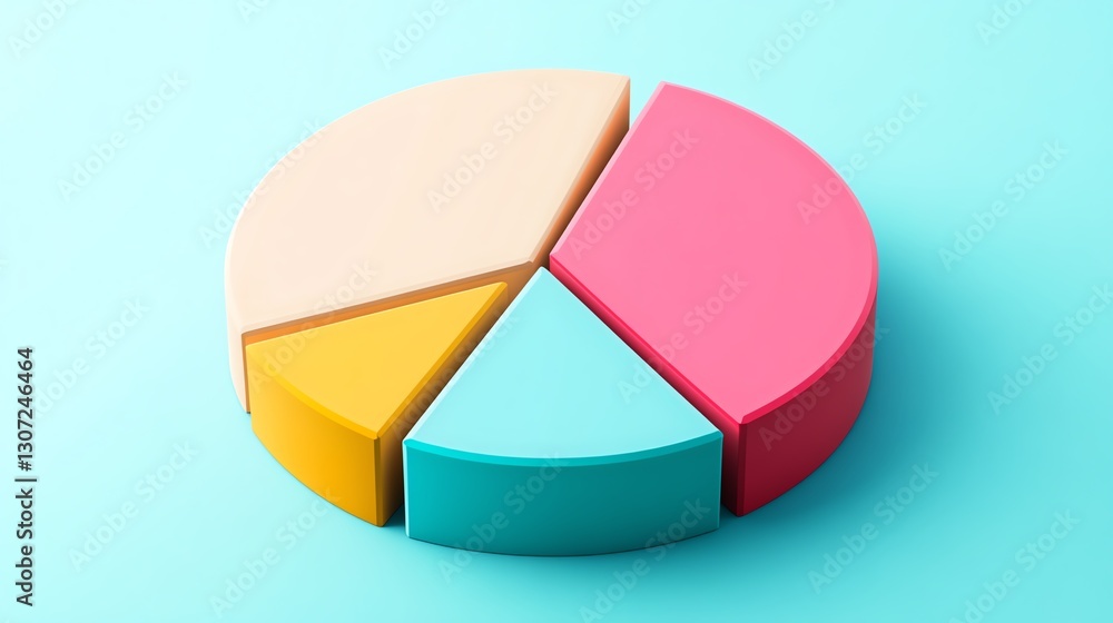 Obraz premium Vibrant pie chart on a teal background.