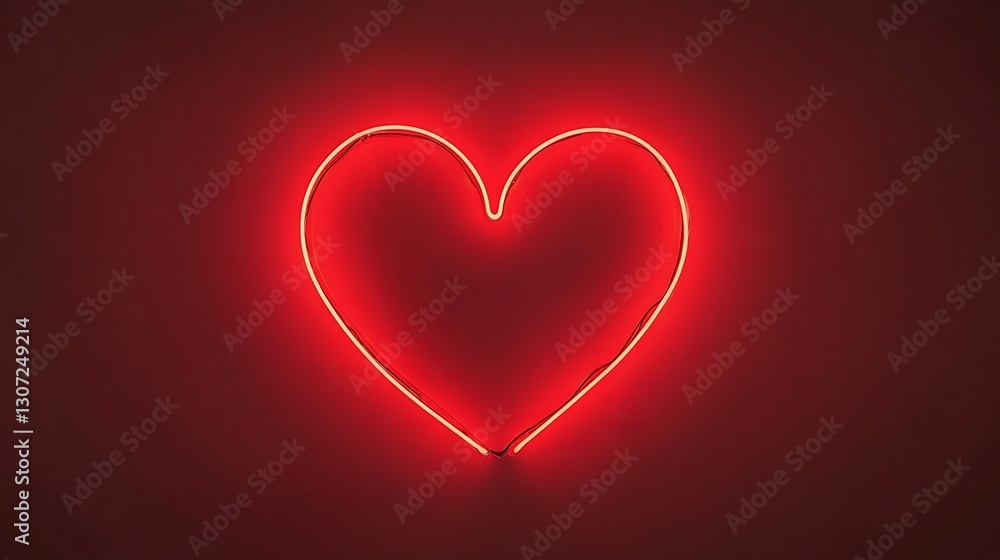 Glowing Neon Heart Red Light Art Decoration Glowing Neon Heart Red Light Art Decoration