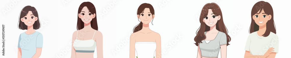 Vector collection of beautiful smiling women Vector collection of beautiful smiling women
