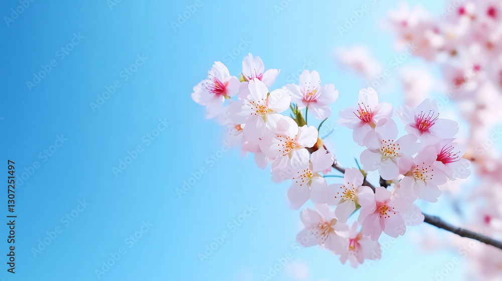 Obraz premium Blooming Sakura with Majestic Mount Fuji and Azure Sky