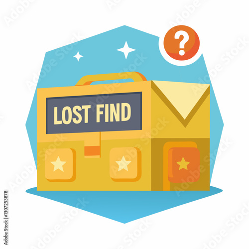 Lost found box icon on colorful abstract background