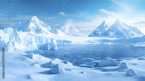 Wallpaper Mural Majestic Frozen Wilderness of Antarctica s Pristine Landscape with Icy Cliffs and Snowy Peaks  depiction of the untouched serene and remote polar environment Torontodigital.ca