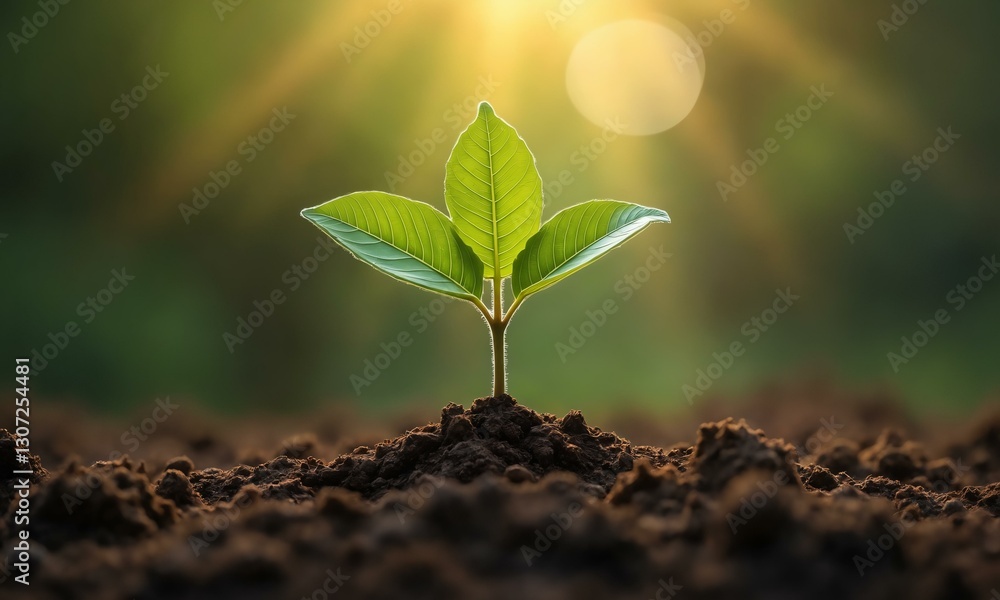 A single sapling with delicate veins, its leaves stretching towards the sun, earthy tones all around. A single sapling with delicate veins, its leaves stretching towards the sun, earthy tones all around.