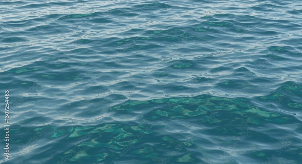 Calm turquoise ocean water surface reflecting sunlight with gentle waves Calm turquoise ocean water surface reflecting sunlight with gentle waves