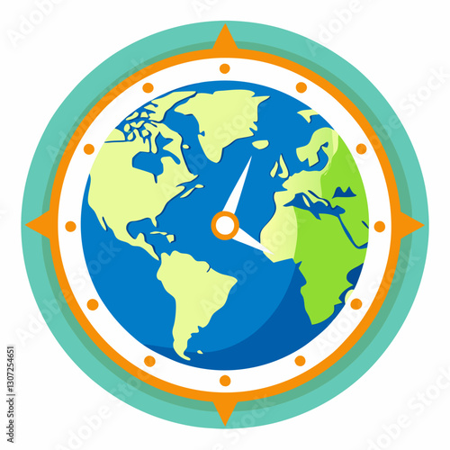 World clock icon with globe design in vibrant colors