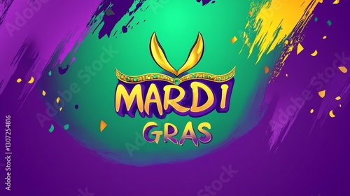 Minimalist vector logo design for Mardi Gras with bold 