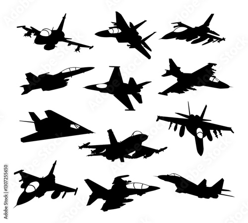 fighter jet military plane airforce vector silhouette