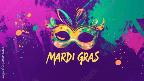 Minimalist vector logo design for Mardi Gras with bold 