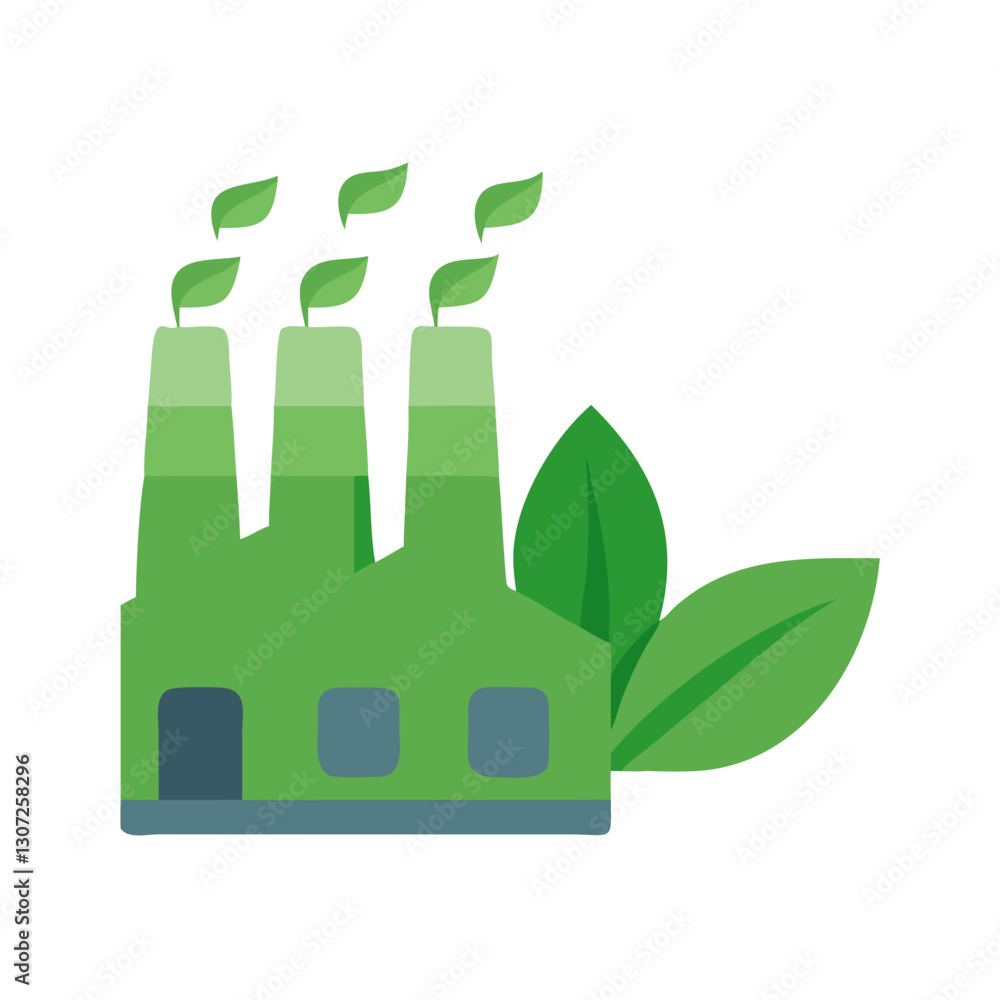 Fototapeta premium Eco-friendly green factory illustration