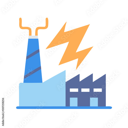 Industrial factory with energy symbol