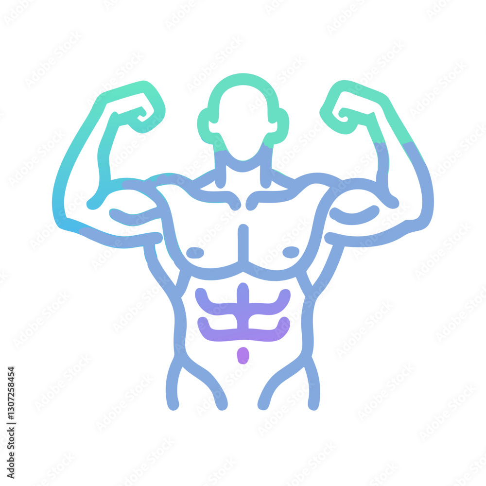 Muscular bodybuilder flexing arms illustration Muscular bodybuilder flexing arms illustration