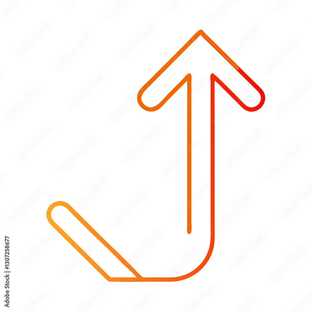 Curved upward arrow with gradient outline Curved upward arrow with gradient outline