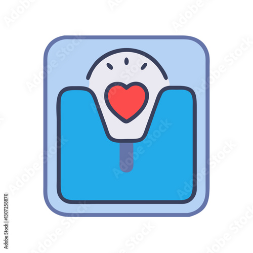 Blue weighing scale with heart icon