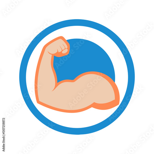 Strong arm in blue circle