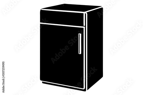 "Refrigerator Silhouette Icon on White Background - Vector Graphic"

