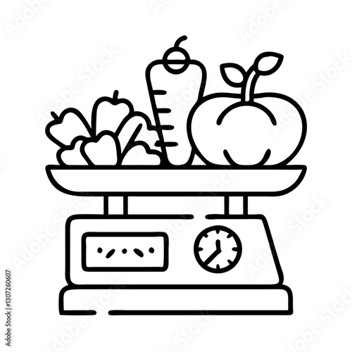 Food scale with vegetables icon