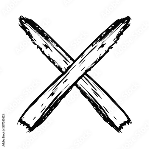 Crossed wooden sticks icon