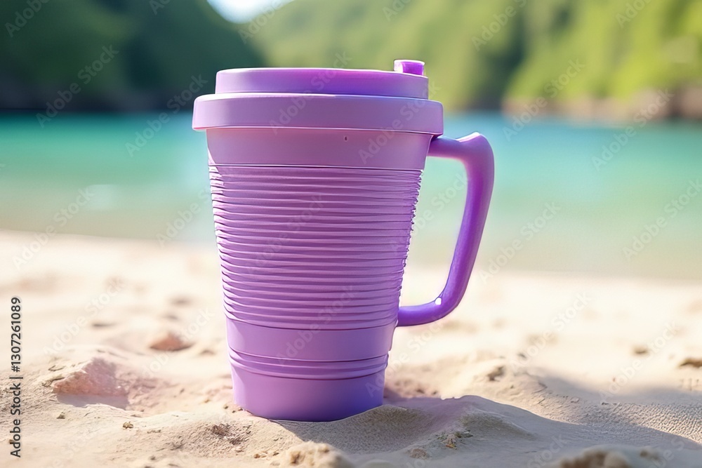 Lavender Insulated Tumbler on Tropical Beach Sand Lavender Insulated Tumbler on Tropical Beach Sand