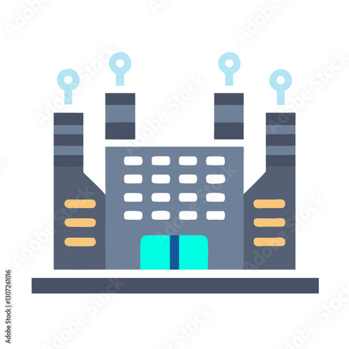 Futuristic industrial factory icon