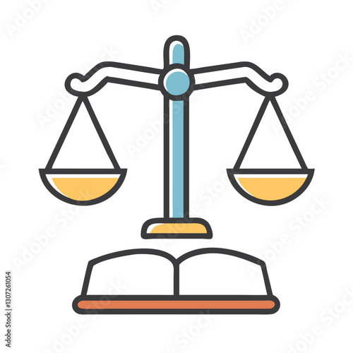 Scales of justice on open book