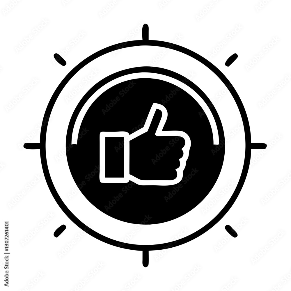Black thumbs up approval icon Black thumbs up approval icon