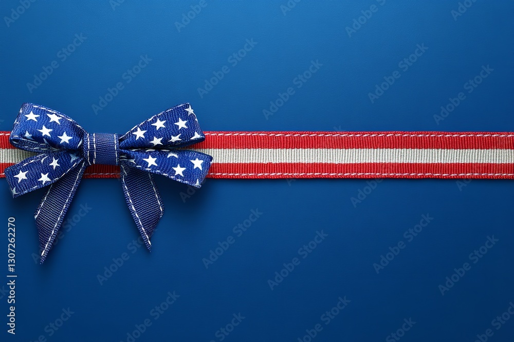 The American Flag Ribbon on a Blue Background. Generative Ai The American Flag Ribbon on a Blue Background. Generative Ai