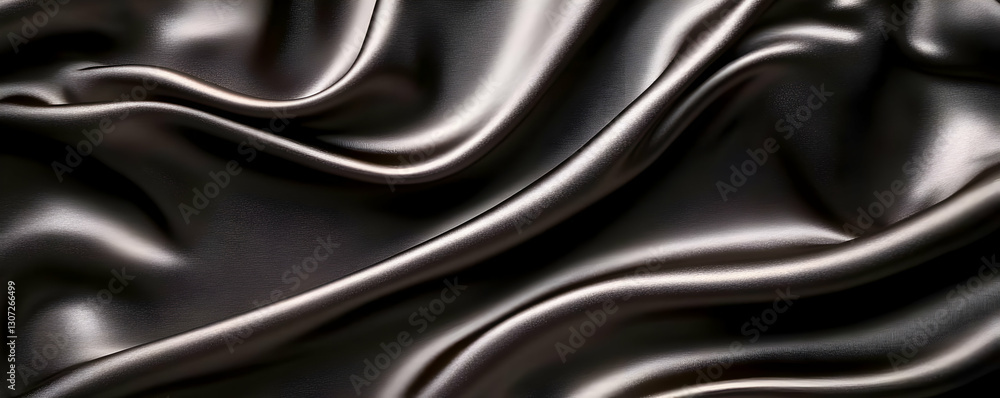 Fototapeta premium Dark silk fabric folds, texture