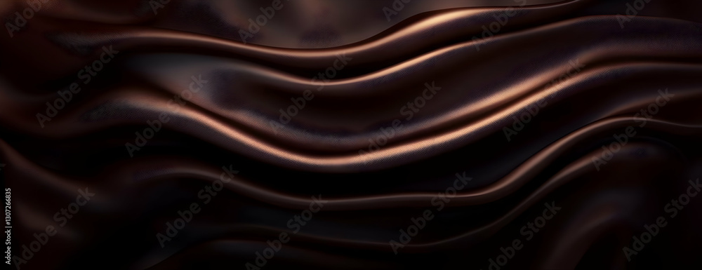 Fototapeta premium Dark brown silk waves. Background texture