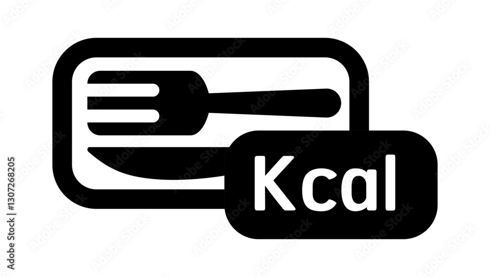 icon representing caloric intake and food energy measurement, featuring a plate with a fork and a icon representing caloric intake and food energy measurement, featuring a plate with a fork and a