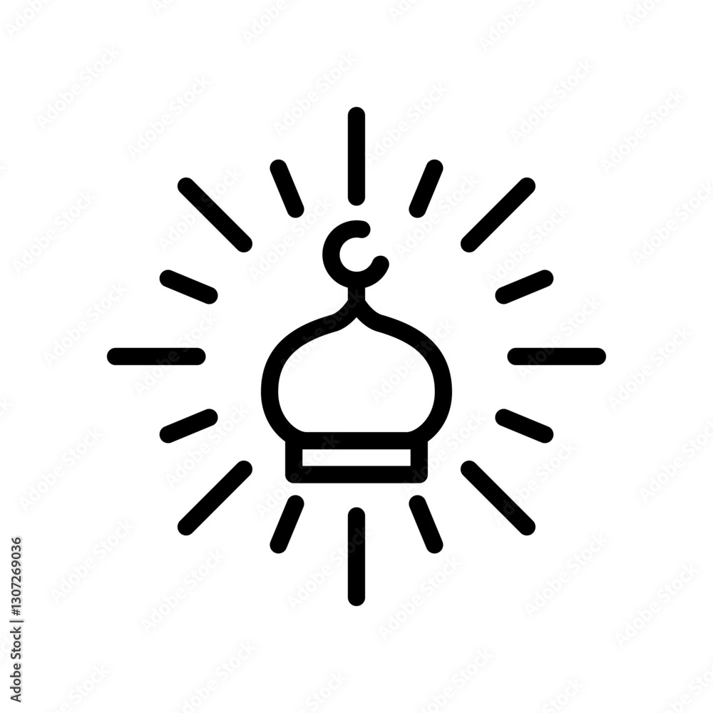 Fototapeta premium Minimalist Mosque Icon with Radiating Lines Depicting Spiritual Significance