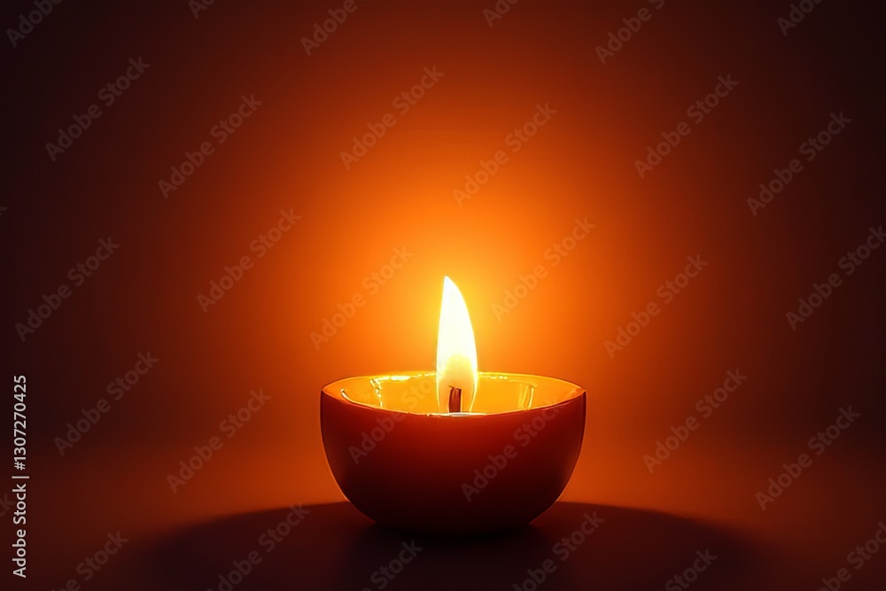 Orange Candle Holder with Burning Flame - Spiritual Lighting Orange Candle Holder with Burning Flame - Spiritual Lighting