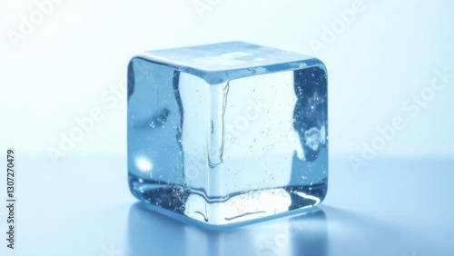Close-up image of a single ice cube isolated on a transparent background. showcasing its clarity and texture, perfect for cooling beverages