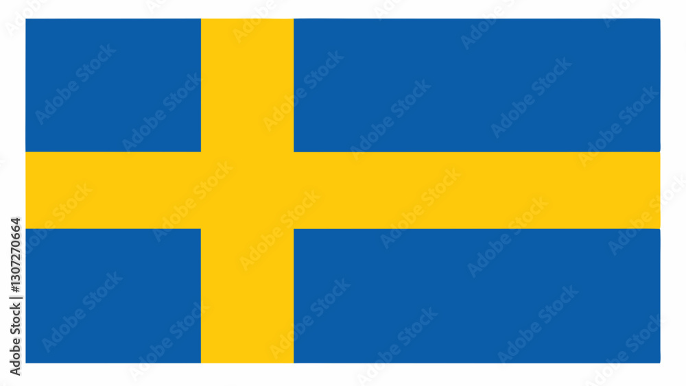 Sweden flag on a blue background Sweden flag on a blue background