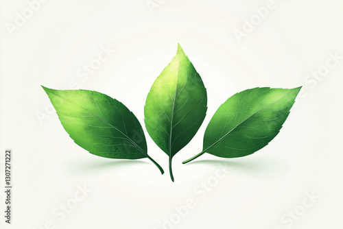 Stylized green leaves illustration perfect for eco-friendly branding, environmental campaigns, and minimalist design projects. Suitable for logos and invitations.