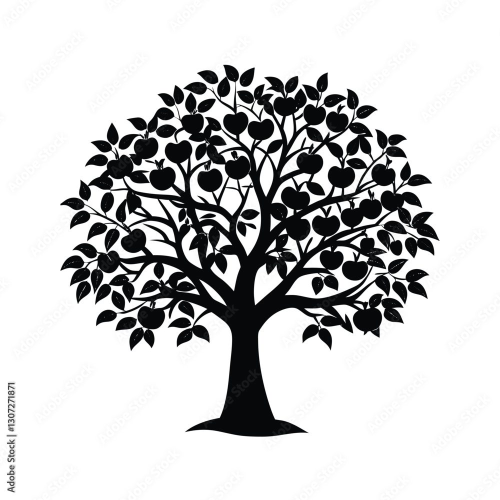 Obraz premium Tree silhouette vector on white background