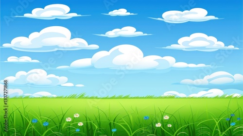 view of grass decorated with clouds