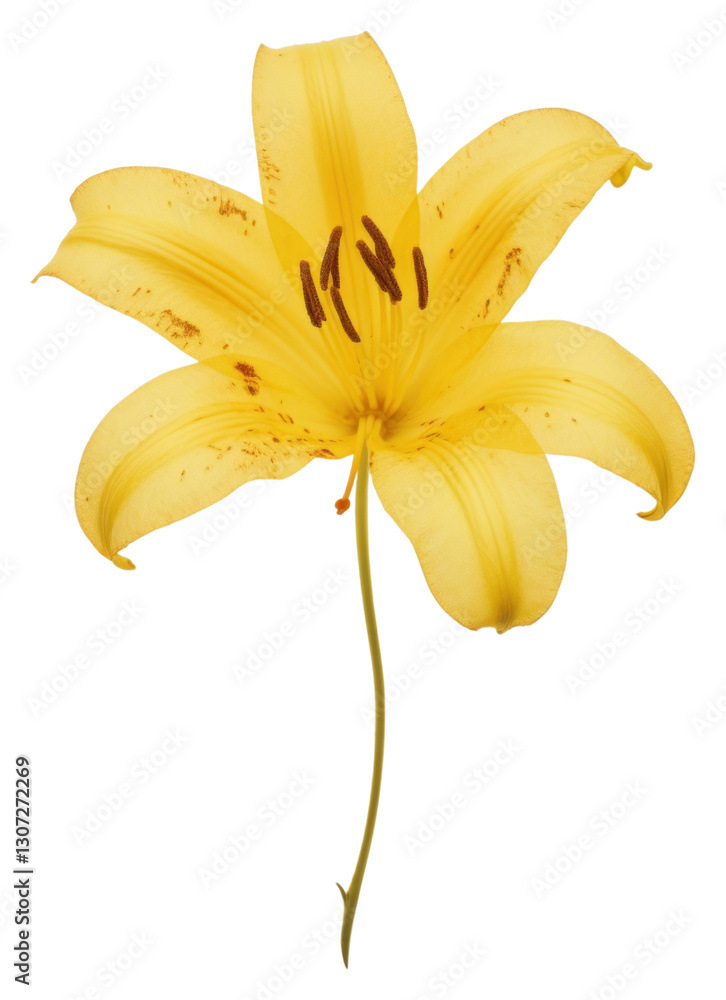 Obraz premium PNG Real Pressed a yellow lily flower petal plant.