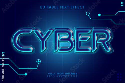 Futuristic Cyber Text Effect with Neon Glow and Tech