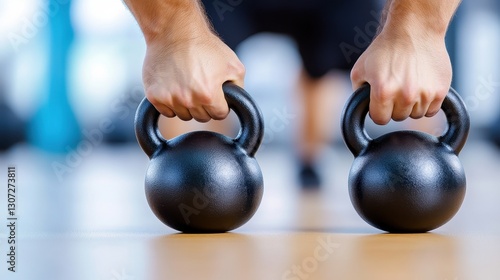 Obraz na płótnie Two Kettlebells Ready For Strength Training