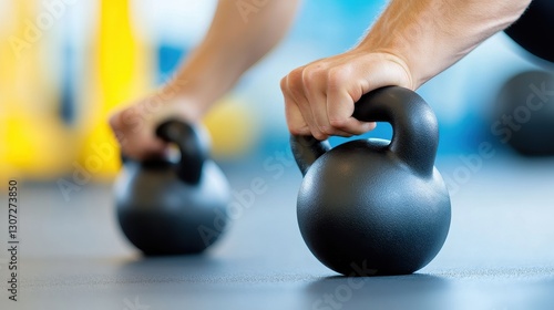 Obraz na płótnie Black Kettlebell Used In Strength Workouts